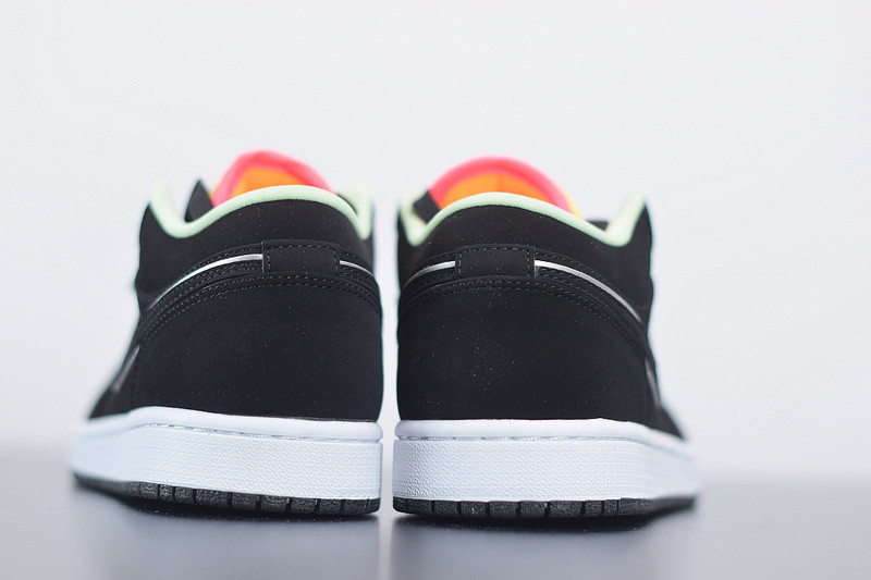 air jordan 1 low black aurora green laser orange ck3022-013