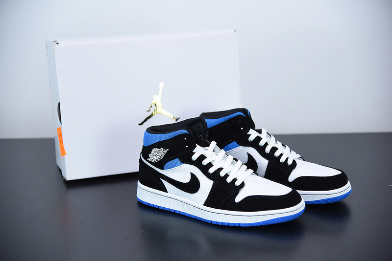 air jordan 1 mid wmns royal black white bq6472-102