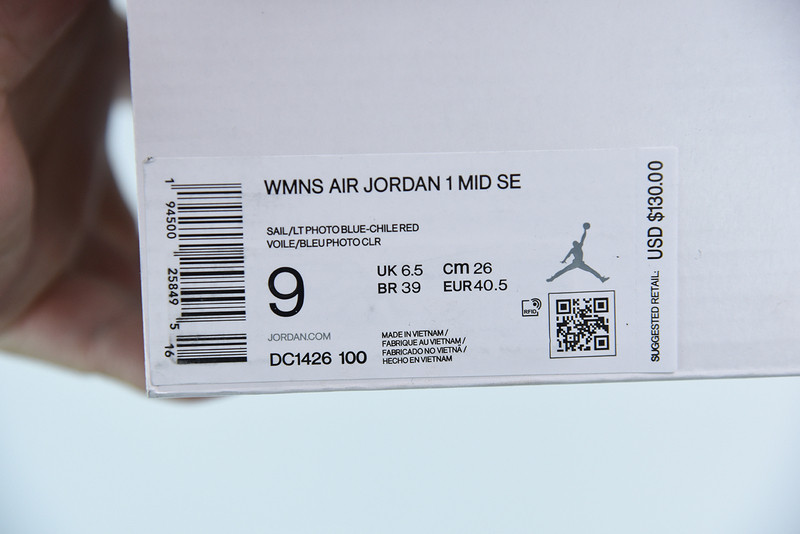 air jordan 1 mid sail red black blue dc1426-100