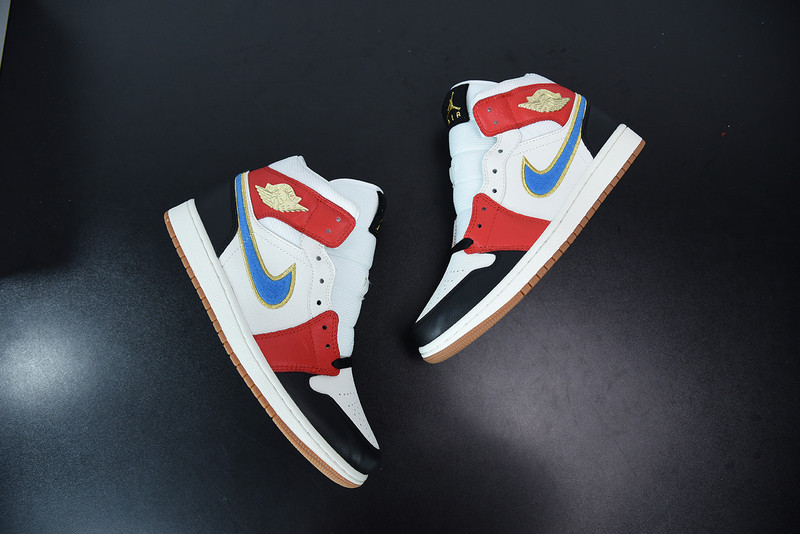 air jordan 1 mid sail red black blue dc1426-100