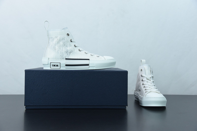 dio* b23 oblique high-top white sneaker