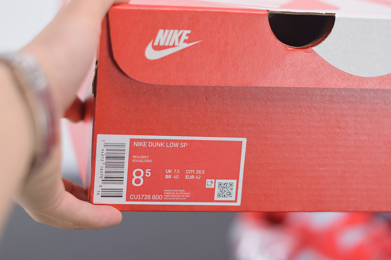nike dunk low sp university red wolf grey cu1726-600