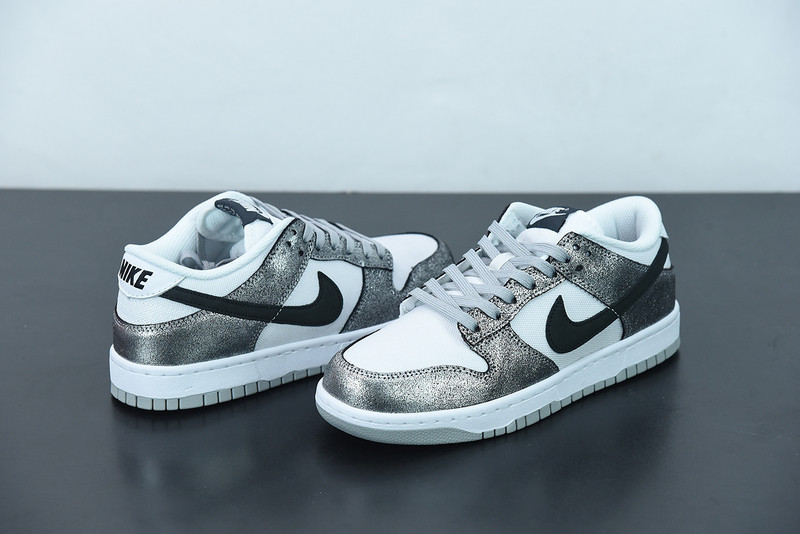 nike dunk low with silver cracked leather do5882-001