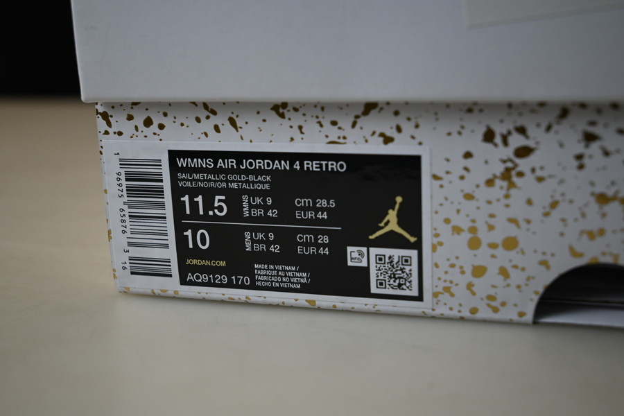 air jordan 4 sail metallic gold black aq9129-170