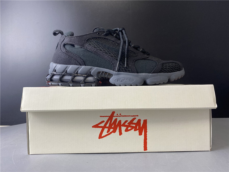 stussy x nike zoom spiridon cage 2 “black/cool grey” cu1854-001