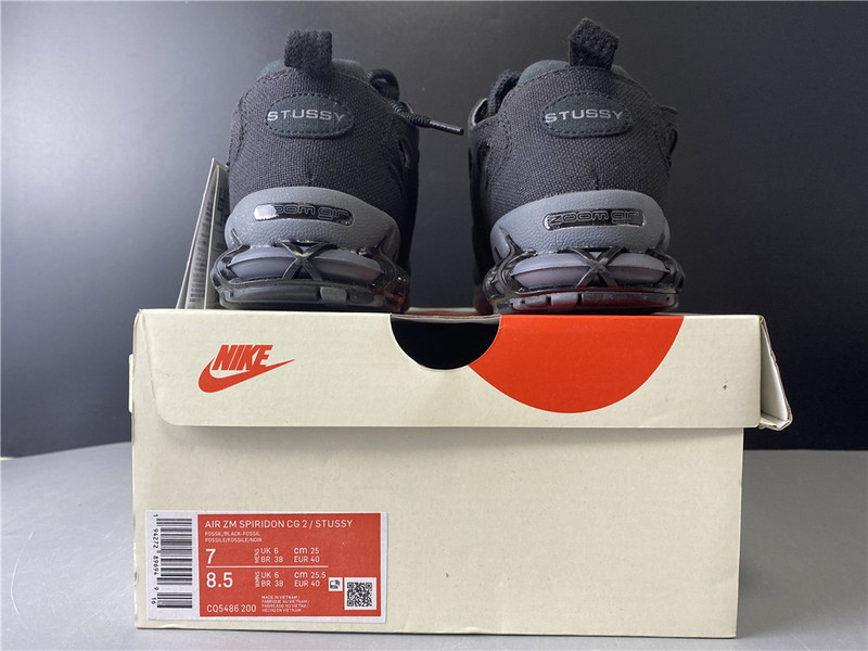 stussy x nike zoom spiridon cage 2 “black/cool grey” cu1854-001