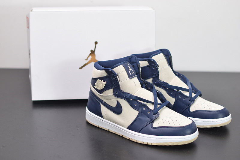 air jordan 1 retro prem "navy cream" aq9131-401