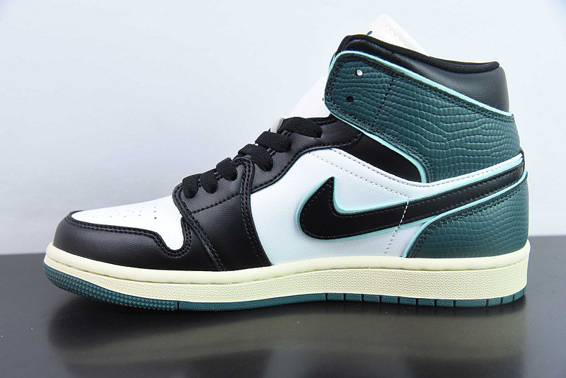 air jordan 1 mid "white/black/oxidized green" fq7818-100