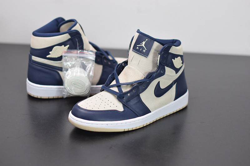 air jordan 1 retro prem "navy cream" aq9131-401