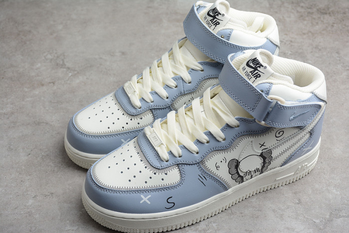 Kaws x Nike Air Force 1 07 Mid White Blue Black CW2308-211